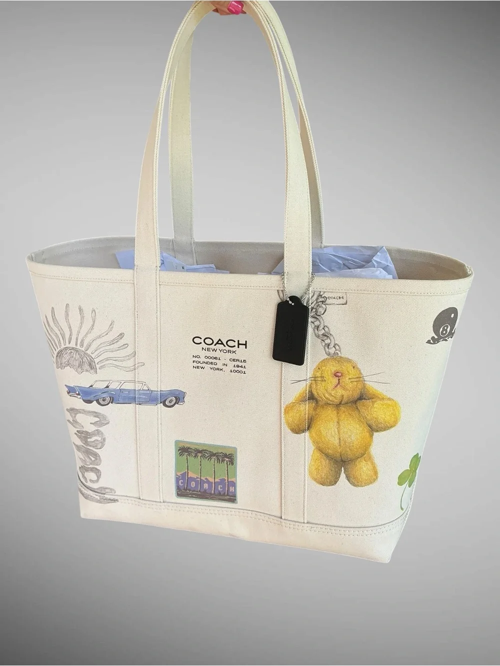 Coach Utility Tote Sketch Print Canvas Leather Laptop Bag NWT